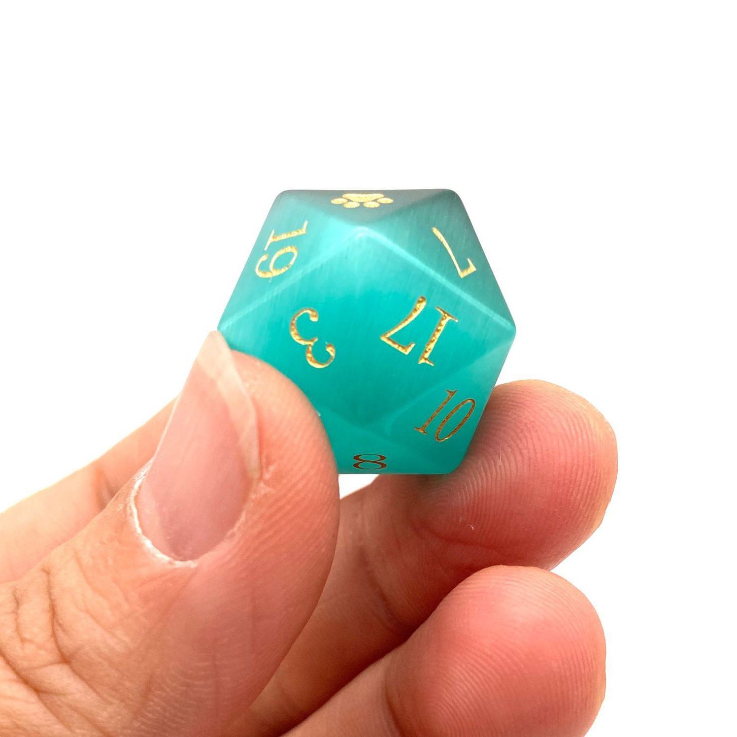 Green cat eye DnD dice board game dice set natural gem polyhedron dice with cat pattern