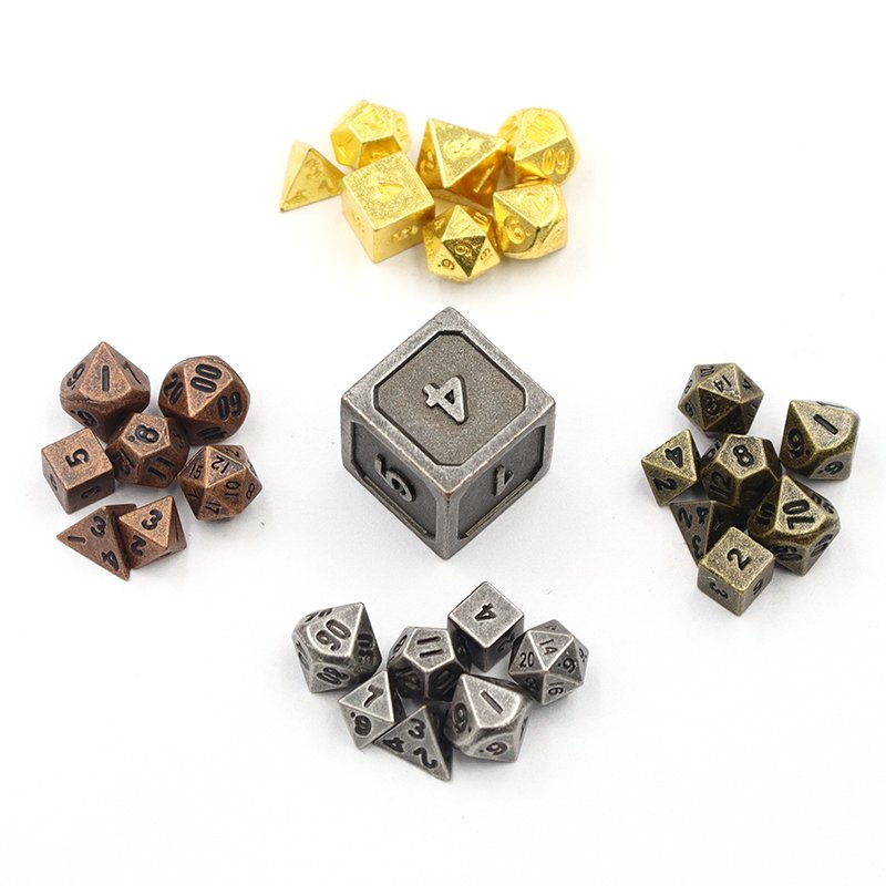 Custom 6mm Mini Polyhedral D20 & round Metal Dice Set 7pcs Soft Hand Feeling for D&D & RPG Dungeons Dragons Role Playing Games