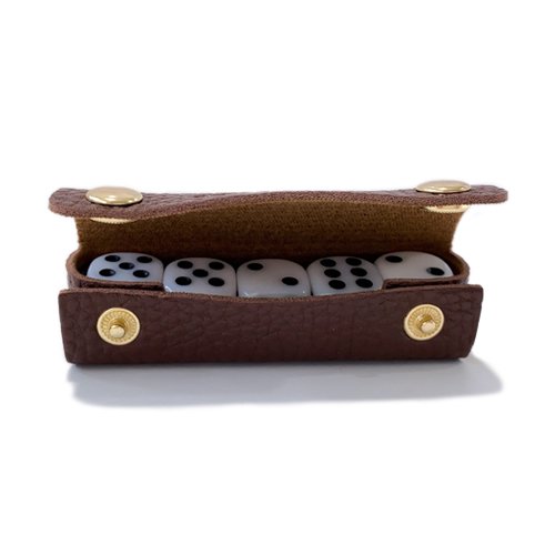 Custom leather bag printed logo, 16mm acrylic dice brown box 85*25mm