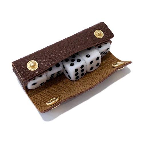Custom leather bag printed logo, 16mm acrylic dice brown box 85*25mm