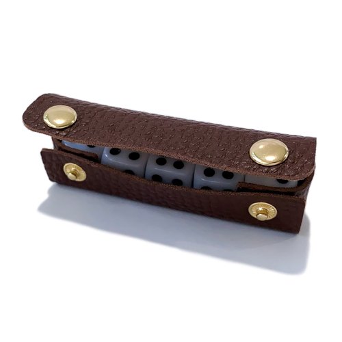 Custom leather bag printed logo, 16mm acrylic dice brown box 85*25mm