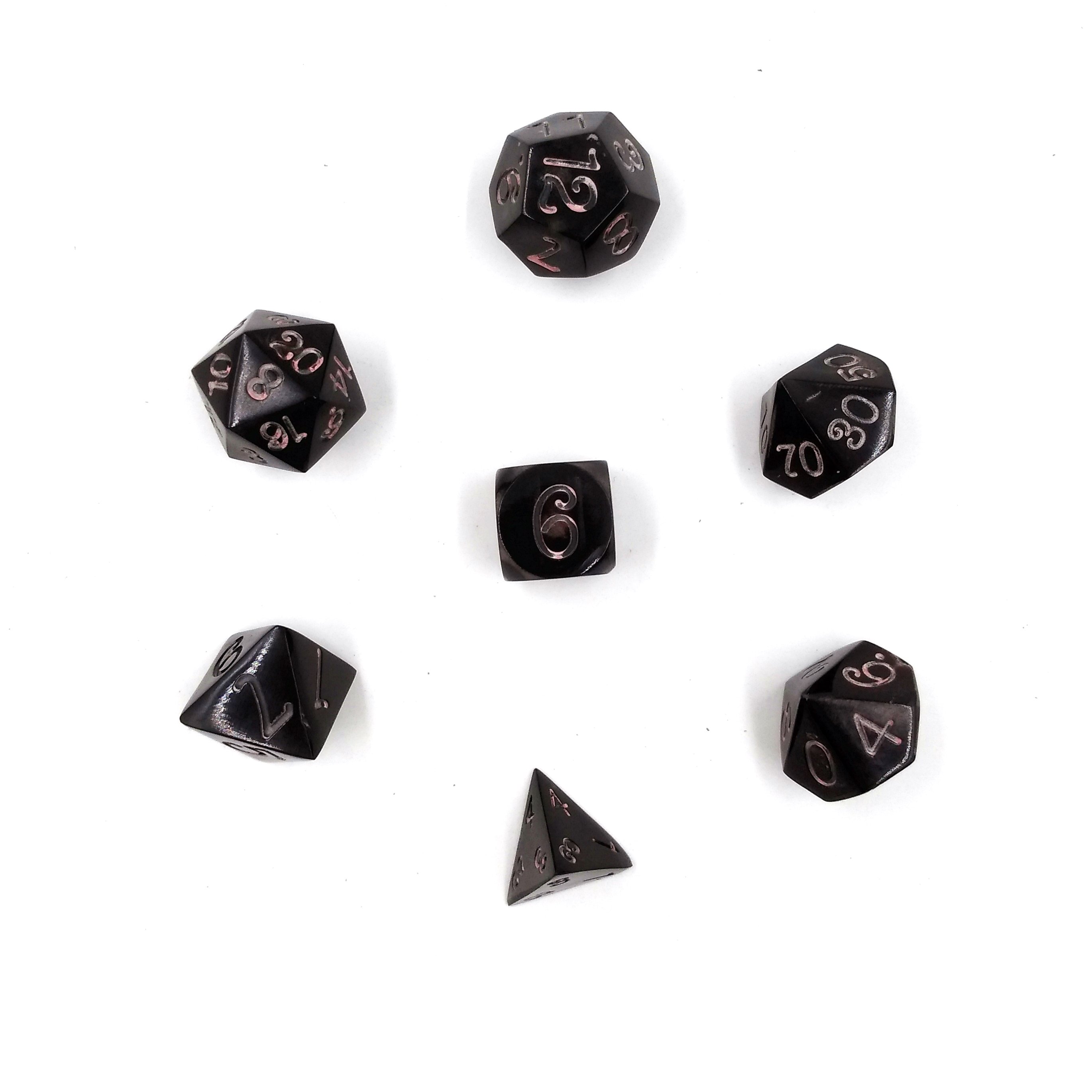 MBWS CNC Machining Black Buffalo Horn Polyhedral DND Custom Dice set