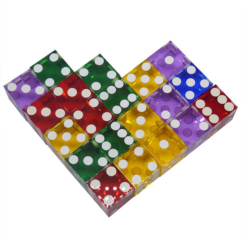 19mm Precision Acrylic Transparent Dice Right Angle White Dot Dice For Rntertainment