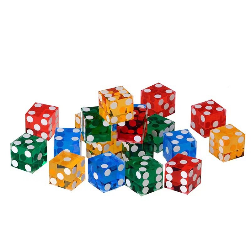 19mm Precision Acrylic Transparent Dice Right Angle White Dot Dice For Rntertainment