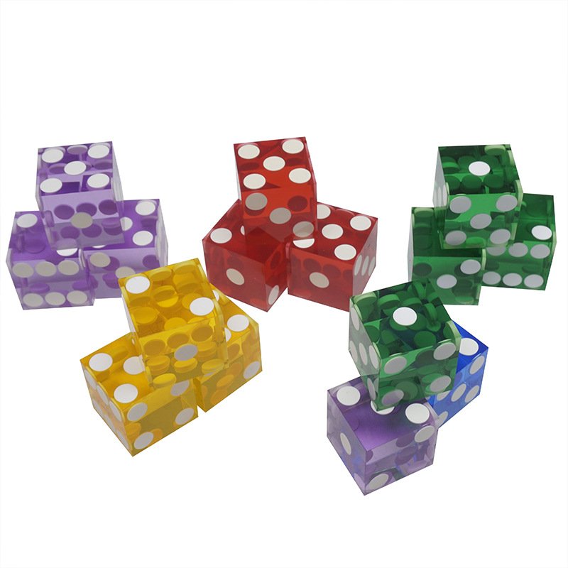 19mm Precision Acrylic Transparent Dice Right Angle White Dot Dice For Rntertainment