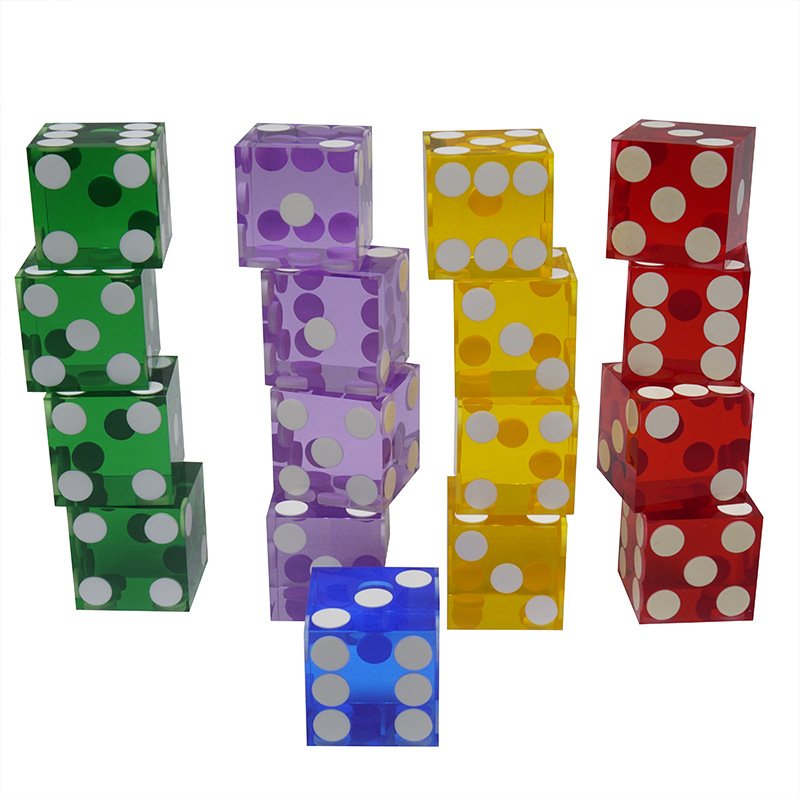 19mm Precision Acrylic Transparent Dice Right Angle White Dot Dice For Rntertainment