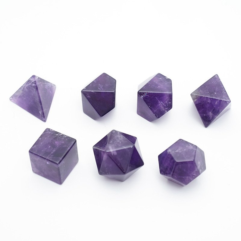 Custom Natural Stone Dice for Dungeons and Dragons RPG Tabletop Board Games Gemstone Amethyst DND Dice Set