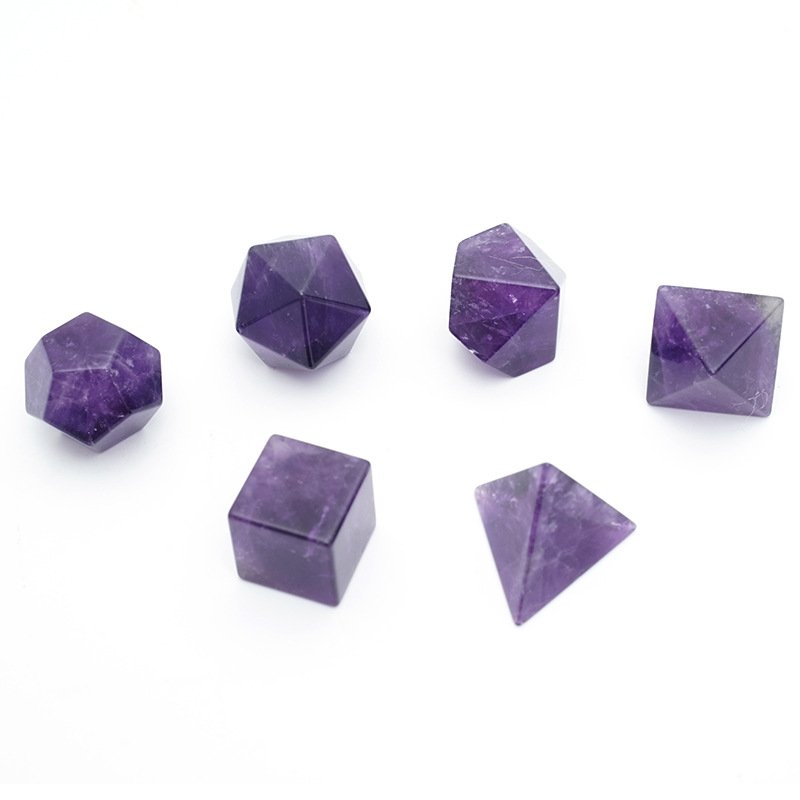 Custom Natural Stone Dice for Dungeons and Dragons RPG Tabletop Board Games Gemstone Amethyst DND Dice Set