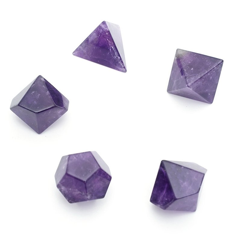 Custom Natural Stone Dice for Dungeons and Dragons RPG Tabletop Board Games Gemstone Amethyst DND Dice Set