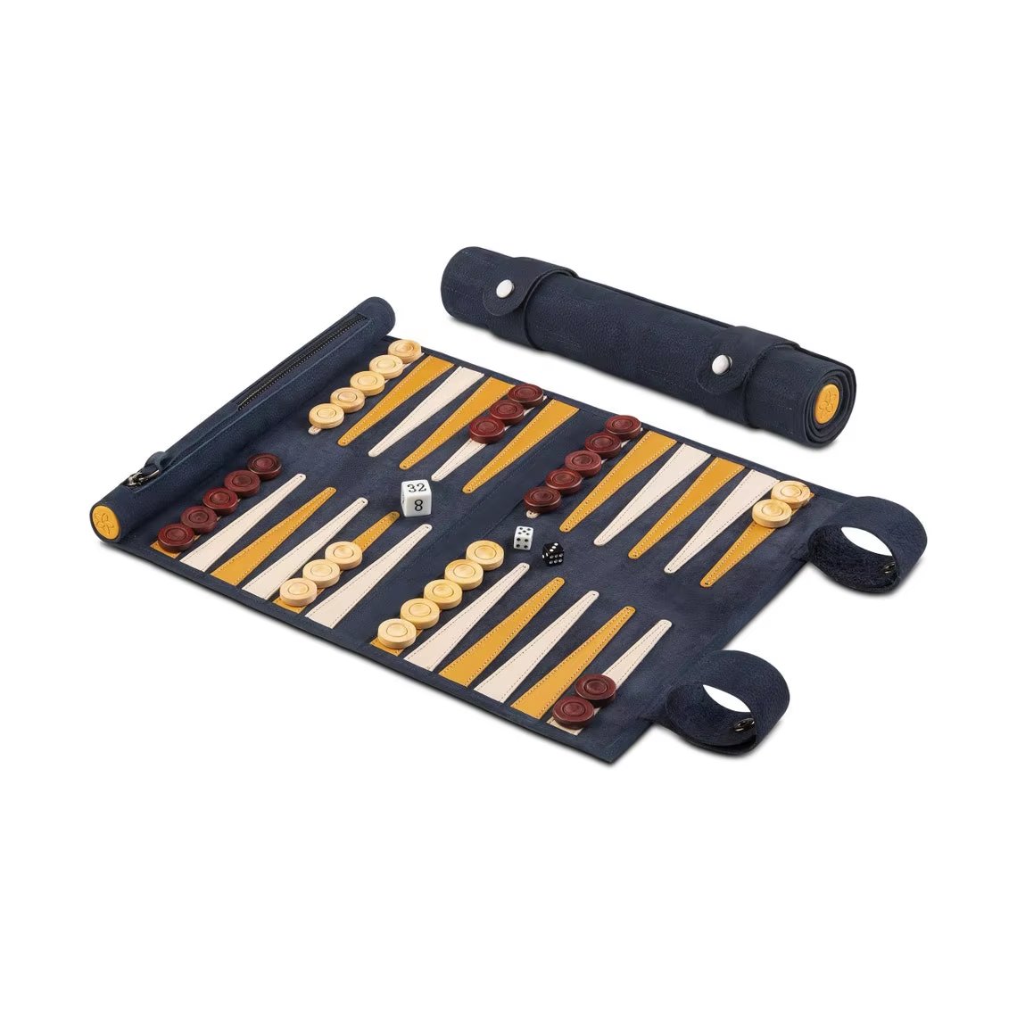 2024 Sunrise Leather rolling up Backgammon Set Tray Wedding Decorative Tray leather hand gift rolling up Custom LOGO