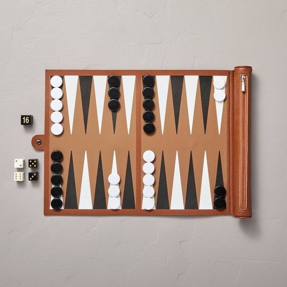 2024 Sunrise Leather rolling up Backgammon Set Tray Wedding Decorative Tray leather hand gift rolling up Custom LOGO