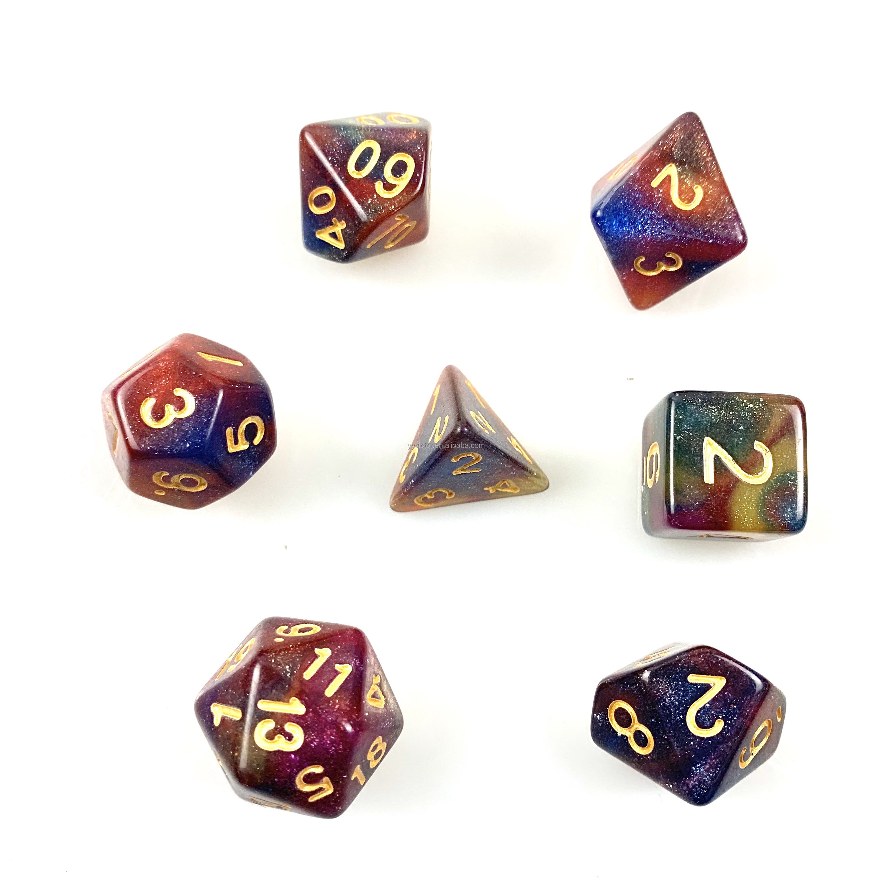 new arrival low MOQ board game dice custom dnd dice sets double starry colors