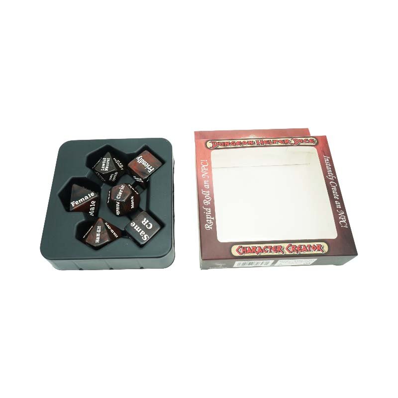 UnitedBox Hook Selling Packing Box Folded Box with black plastic Window dice Packaging Paper Box