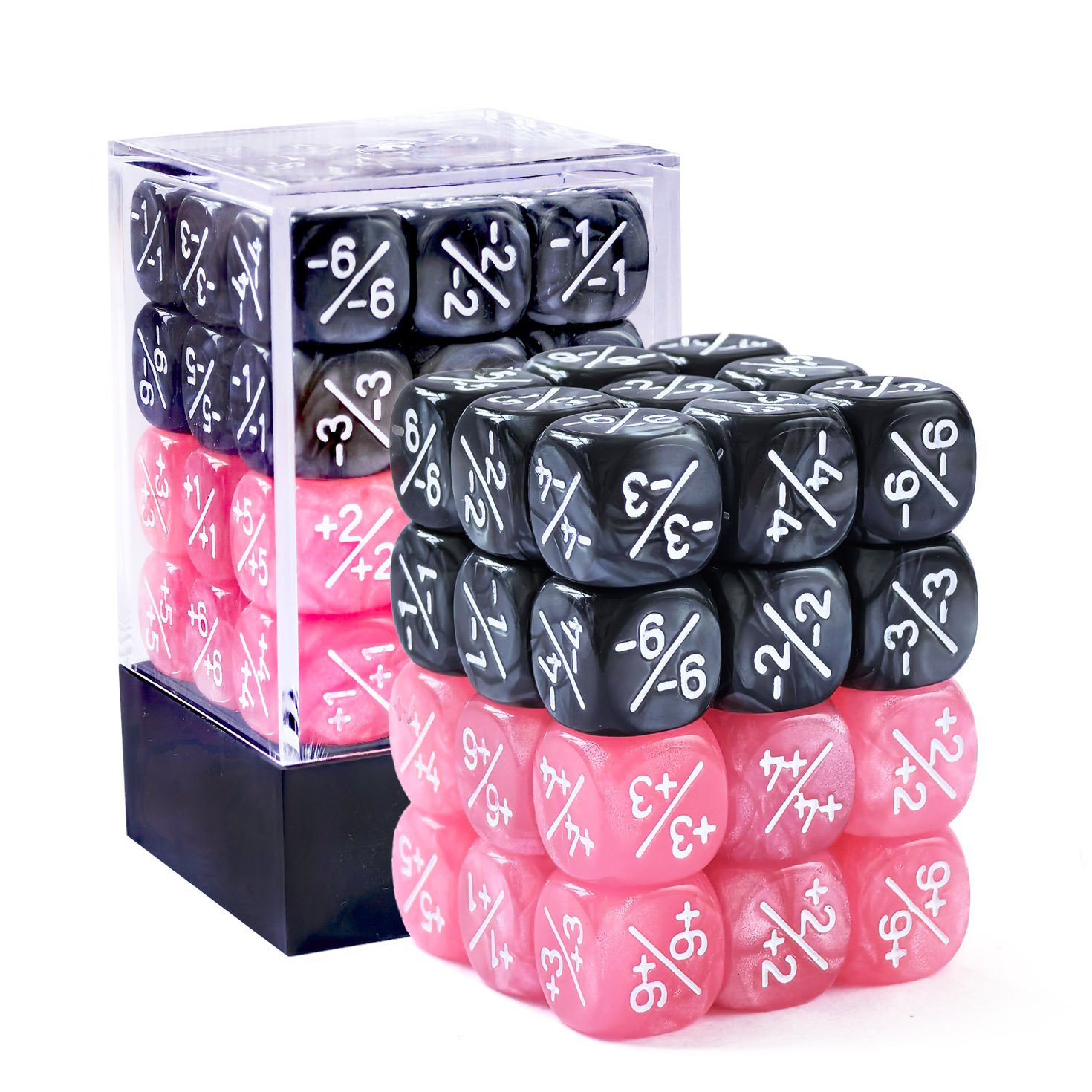 Colorful 36pcs 12mm Positive and Negative Dice Counters Set, Small Token Dice Loyalty Dice in Red, Green and Blue