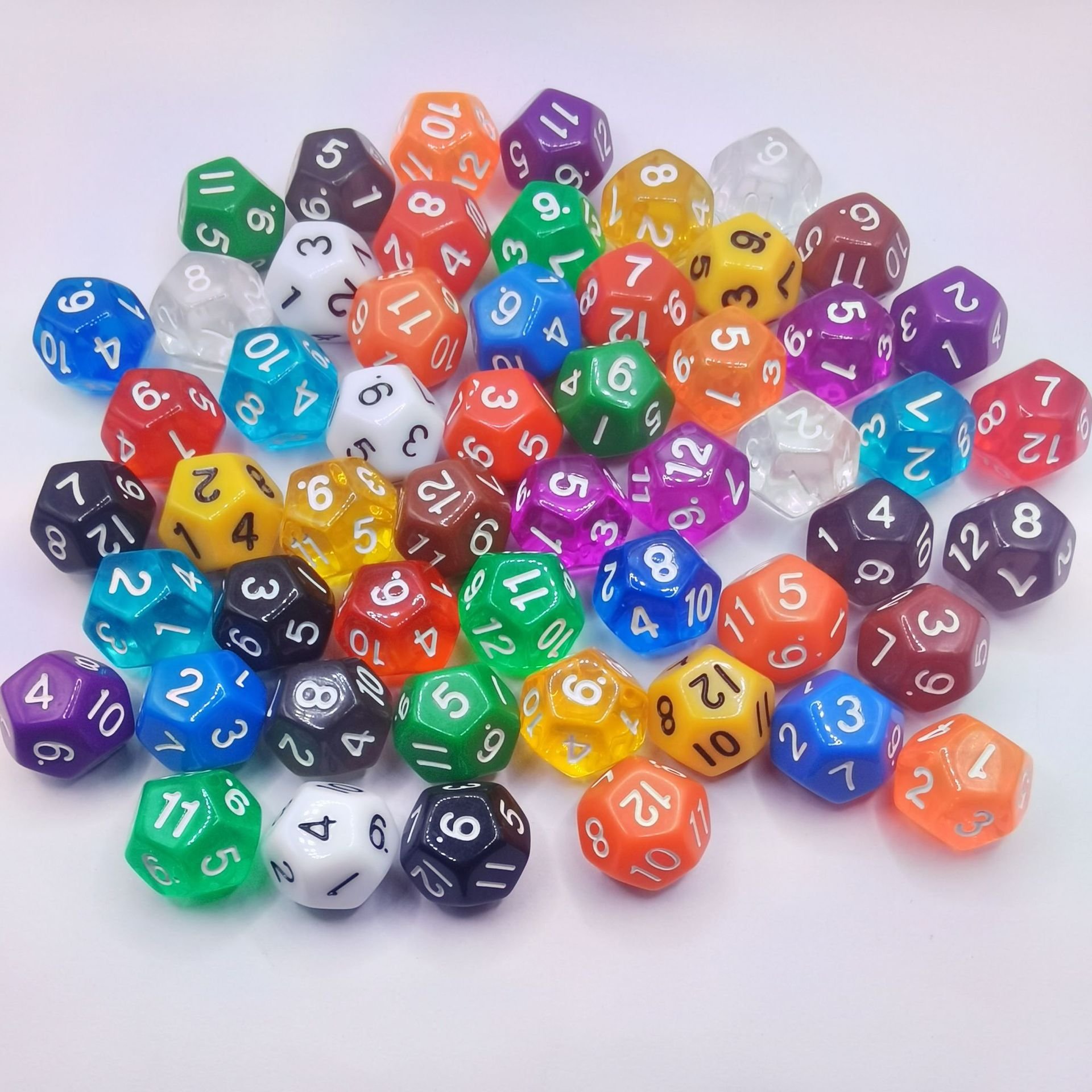 High Quality Color Transparent Pearl Pattern Glitter Polyhedral 20 Sided D20 Dice With Number For Rpg Dnd Table Games