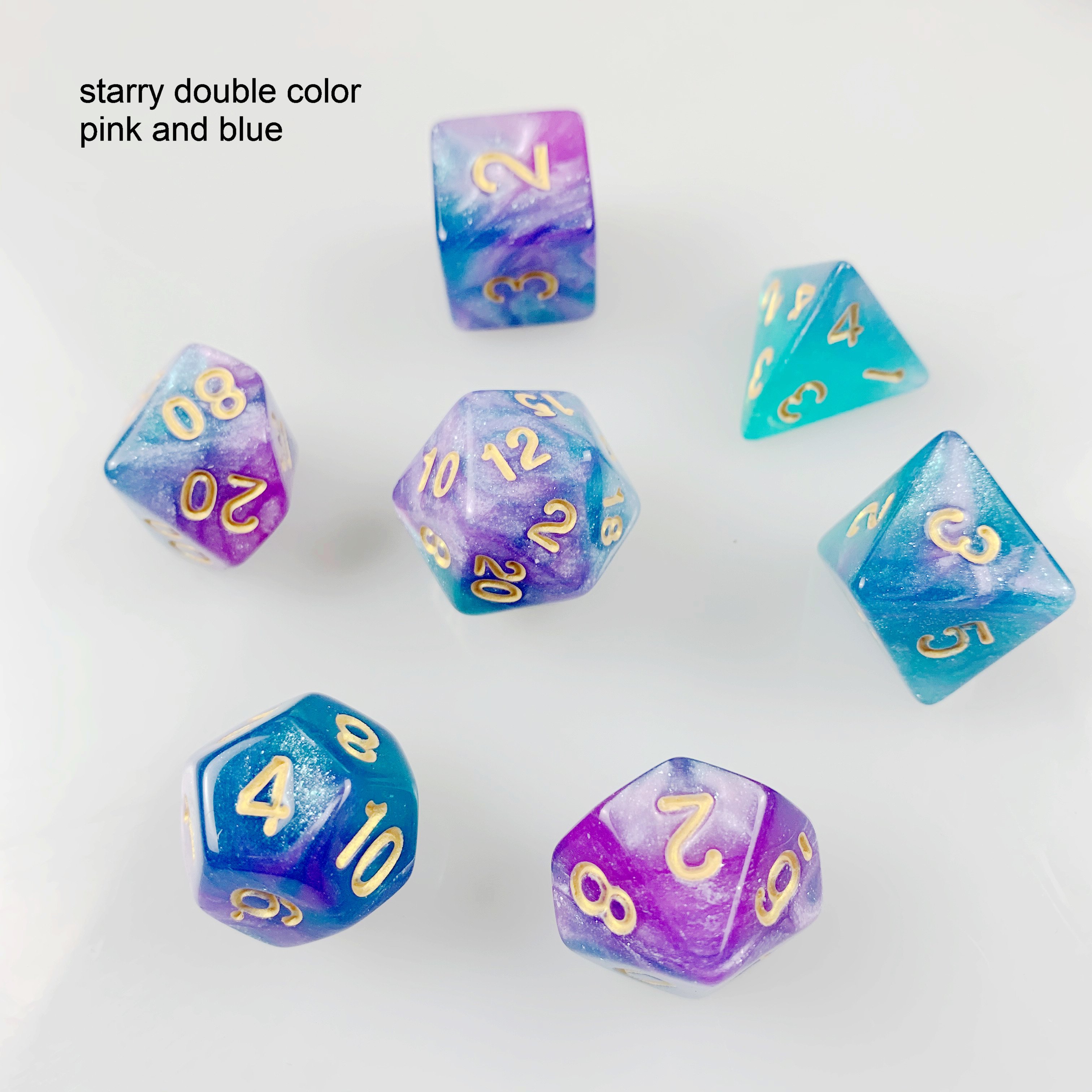 RTS DND rpg Dungeons and Dragons acrylic custom polyhedral 20 sides double multi colors plastic dice sets