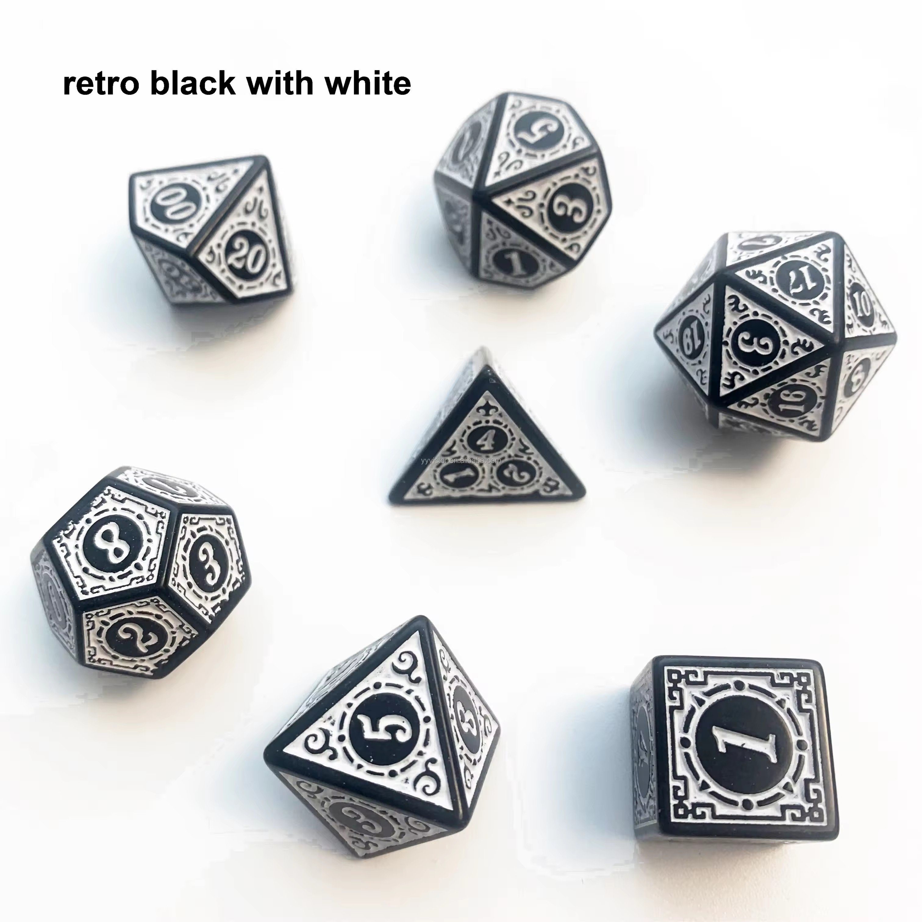 wholesale retro colors RPG bulk dice 7pcs per set dice gaming polyhedral 20 sided faces DND d&d plastic dice sets