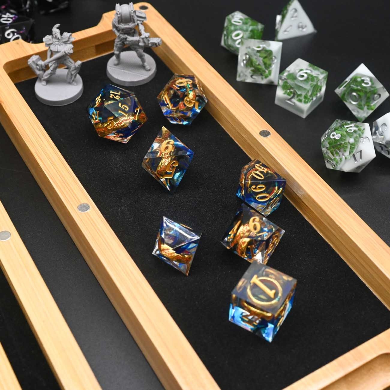 Elegant Bamboo Tabletop Version Games Box DND Dice Storage Box Tray Miniature Box for Role Playing Game