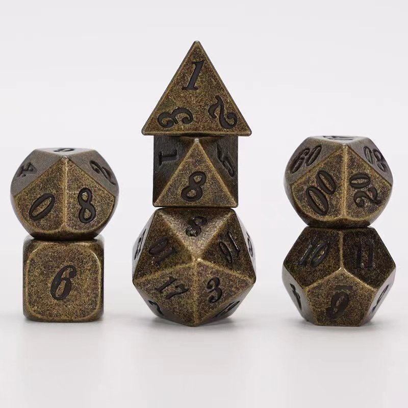 Custom Logo RPG DND Polyhedron Metal Dice Set for Dungeon Dragon Board Game for Role-Playing