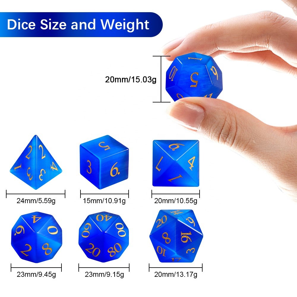 Custom Dice D4 Royal Blue Cat Eye Glass Dice For Gaming