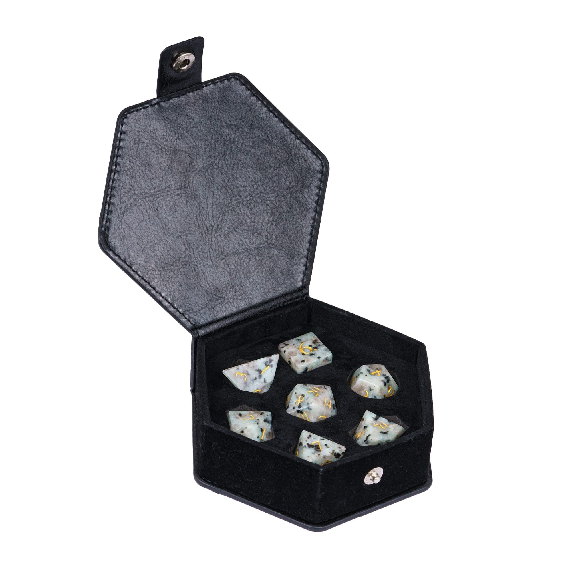 Udixi Custom Logo Natural Sapphire Tianshan Gemstone dnd dungeons and dragons RPG board game Polyhedron Dice set