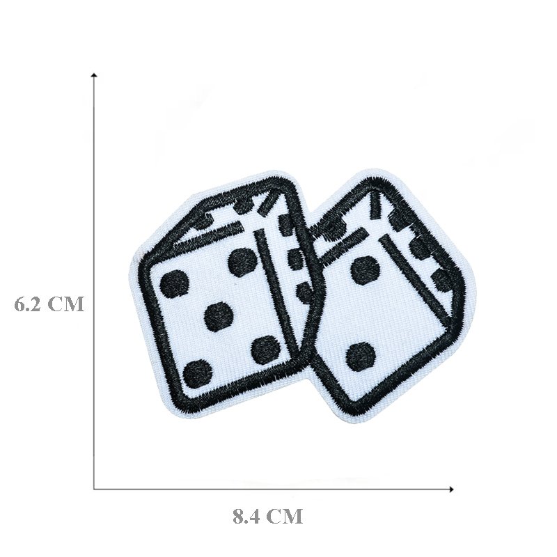 hot sale creative custom logo design 4A poker card dice iron on embroidery patch