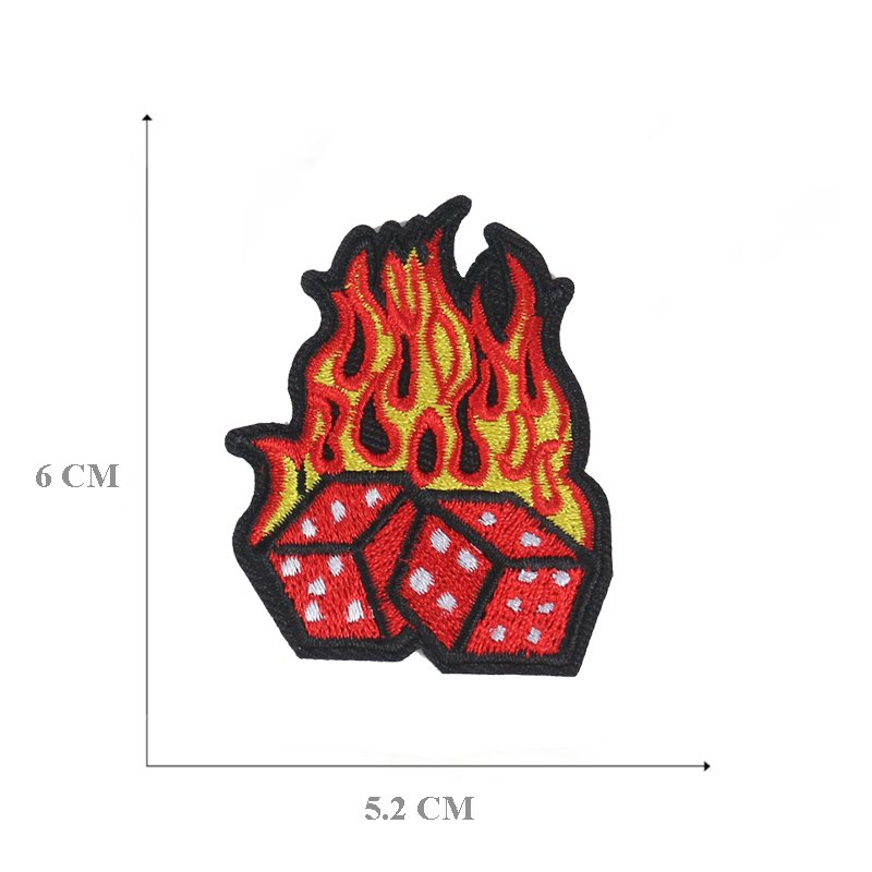 hot sale creative custom logo design 4A poker card dice iron on embroidery patch