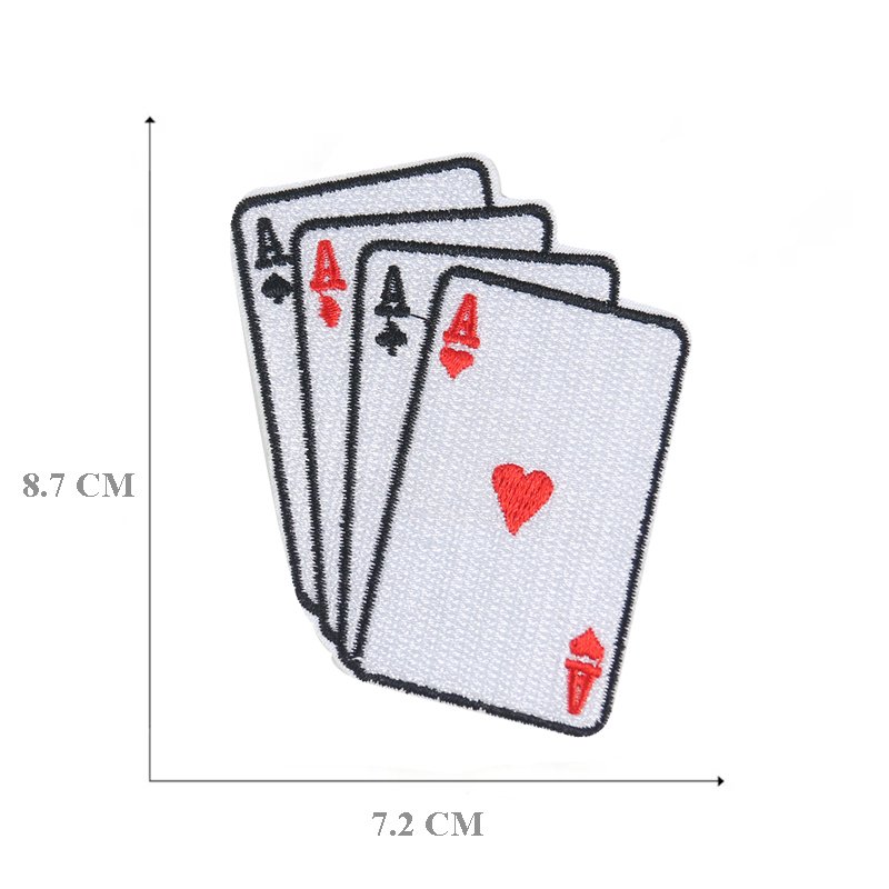 hot sale creative custom logo design 4A poker card dice iron on embroidery patch