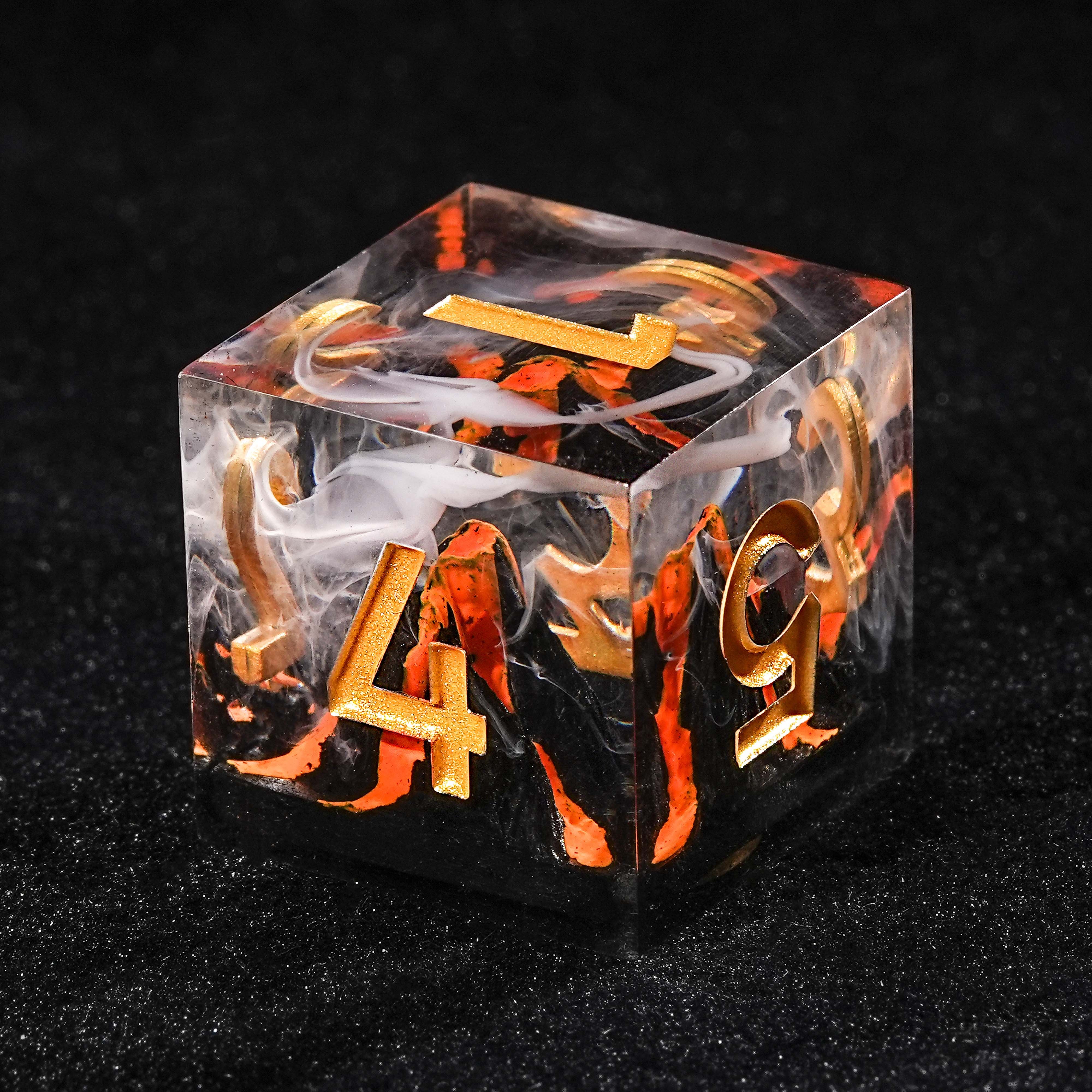 7Pcs Orange Volcano Dice Resin Polyhedral Dice For DND Role Games Playing Collection Set