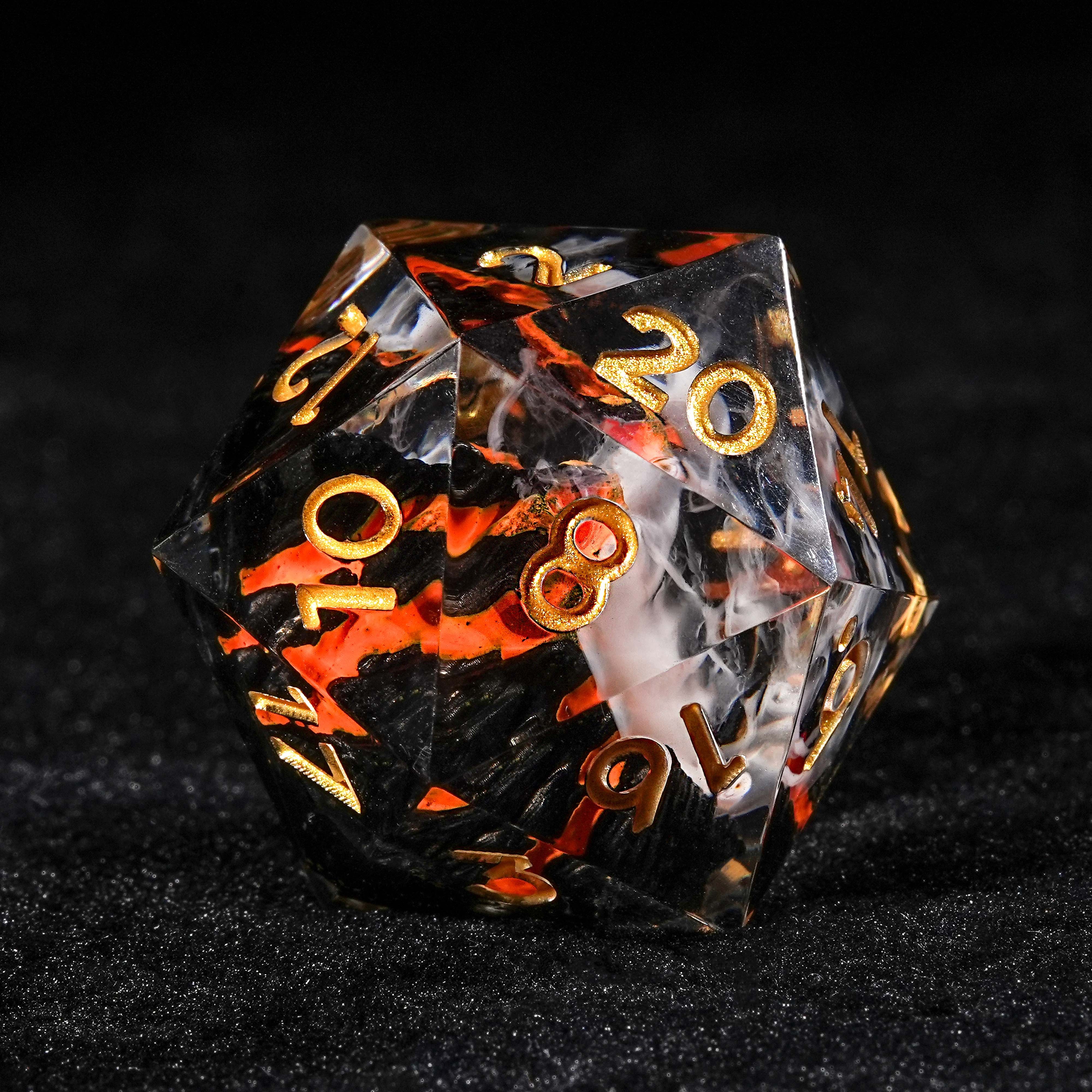 7Pcs Orange Volcano Dice Resin Polyhedral Dice For DND Role Games Playing Collection Set