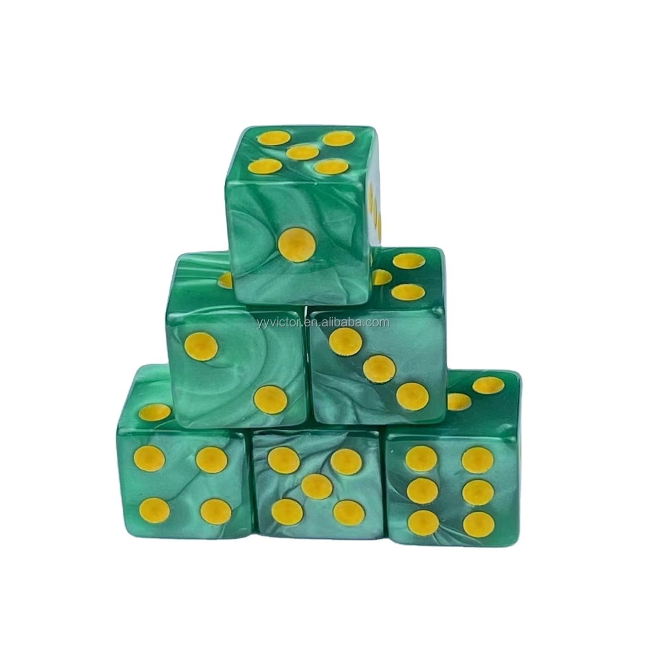 16mm jade pearl colors square and round corner Regular pixel points dots pip dice acrylic dice plastic game cube