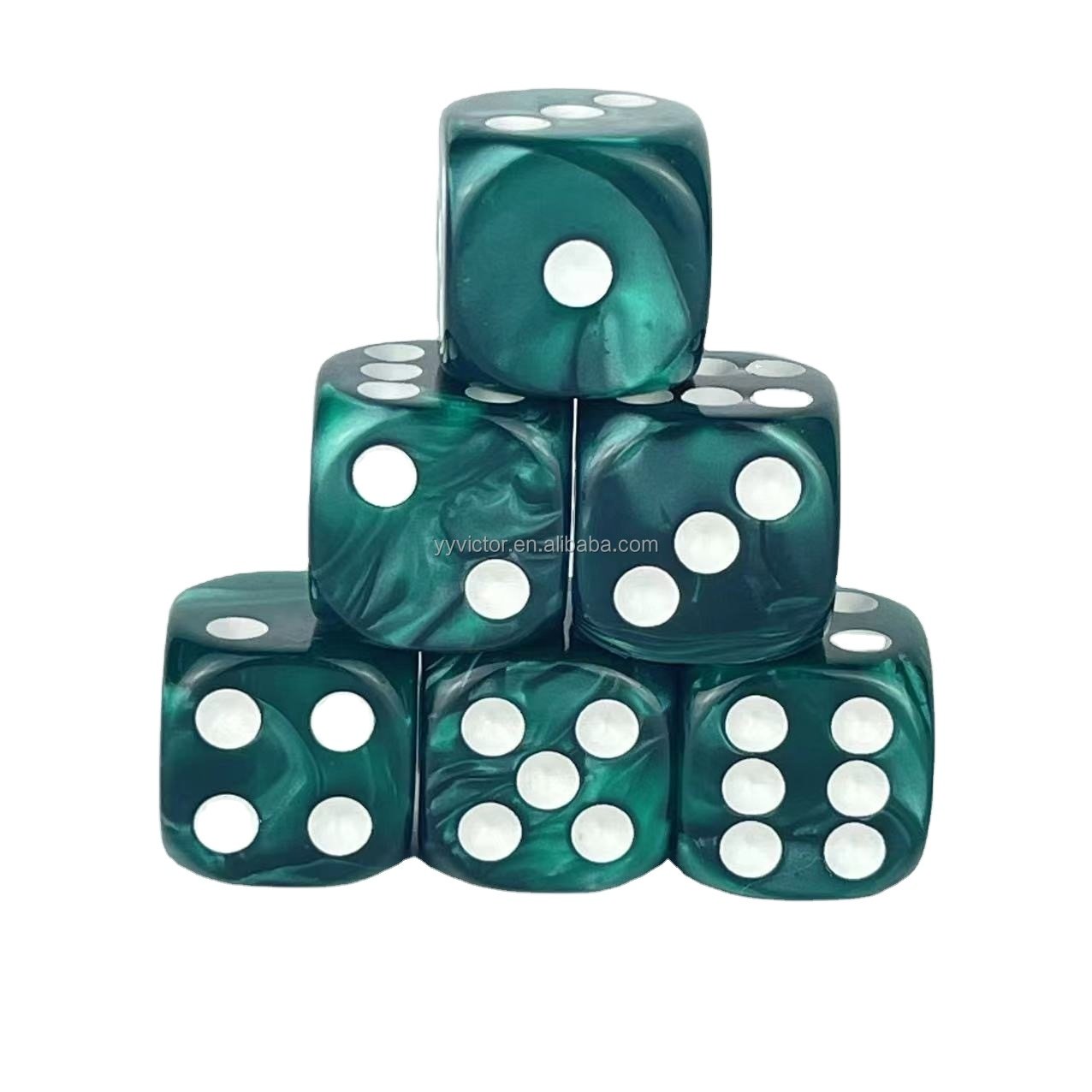 16mm jade pearl colors square and round corner Regular pixel points dots pip dice acrylic dice plastic game cube