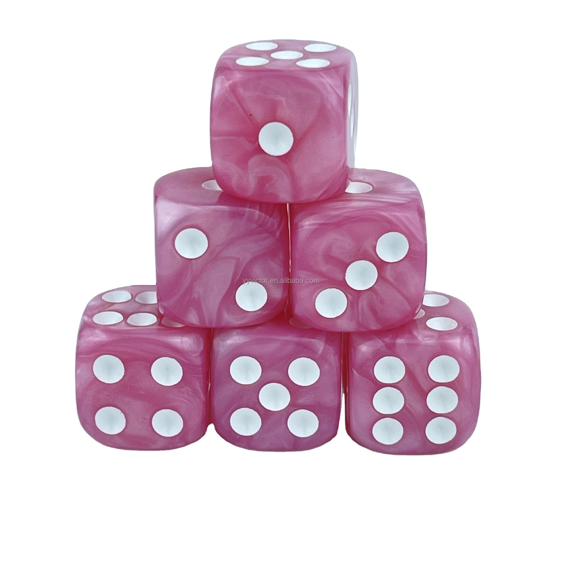 16mm jade pearl colors square and round corner Regular pixel points dots pip dice acrylic dice plastic game cube