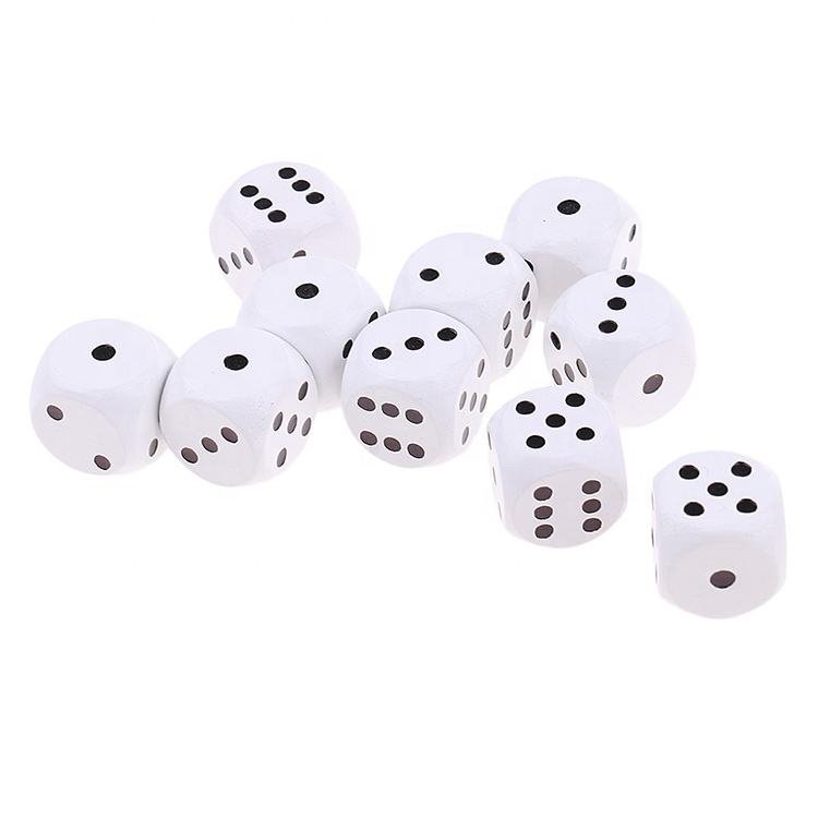 Factory direct custom high quality 10mm 80mm round Wooden Dice Customized 6-Sided Game Cube Colorful Blank Toys for Promotion