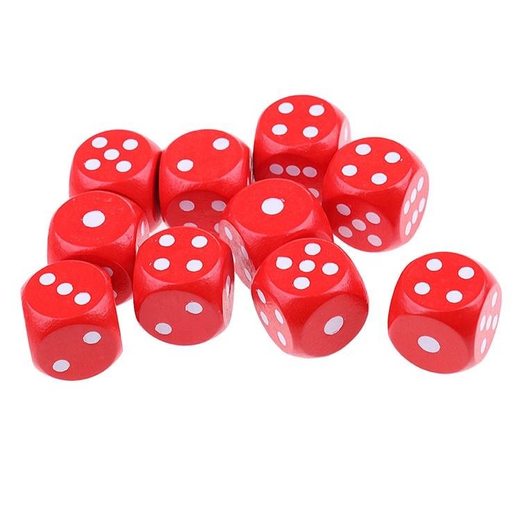 Factory direct custom high quality 10mm 80mm round Wooden Dice Customized 6-Sided Game Cube Colorful Blank Toys for Promotion