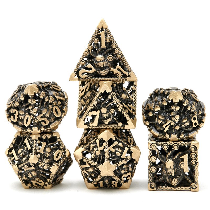 New Hot Sale d&d Dice Polyhedron 7-eyed Monster Hollow Dice Dungeons and Dragons Custom metal rpg dnd Dice set