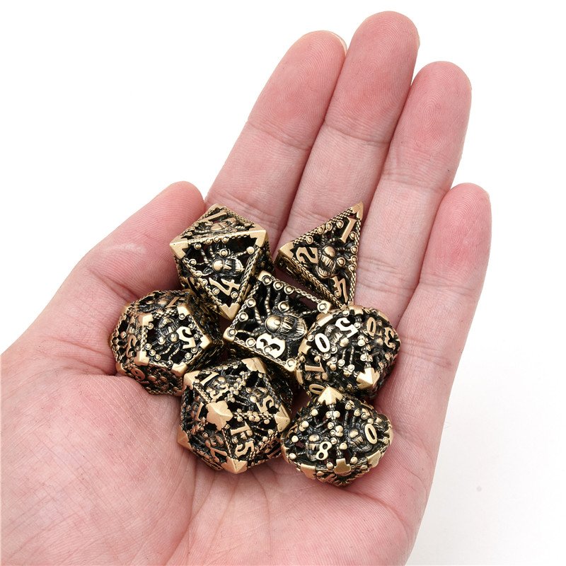 New Hot Sale d&d Dice Polyhedron 7-eyed Monster Hollow Dice Dungeons and Dragons Custom metal rpg dnd Dice set