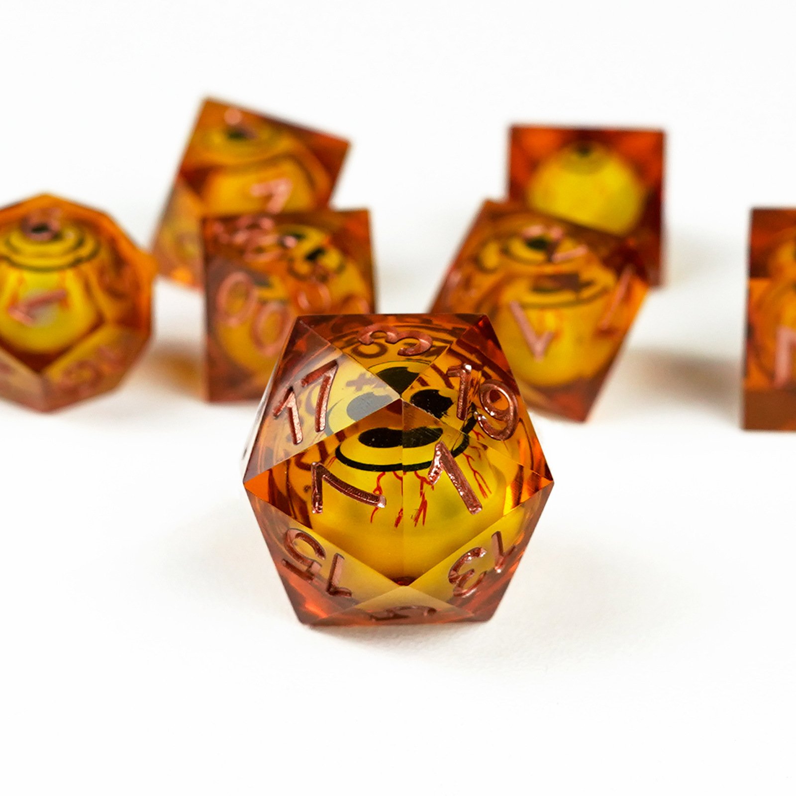 7set Sharp Edge Dice Handmade Resin Polyhedral Dice For Rpg Rolling Playing Games