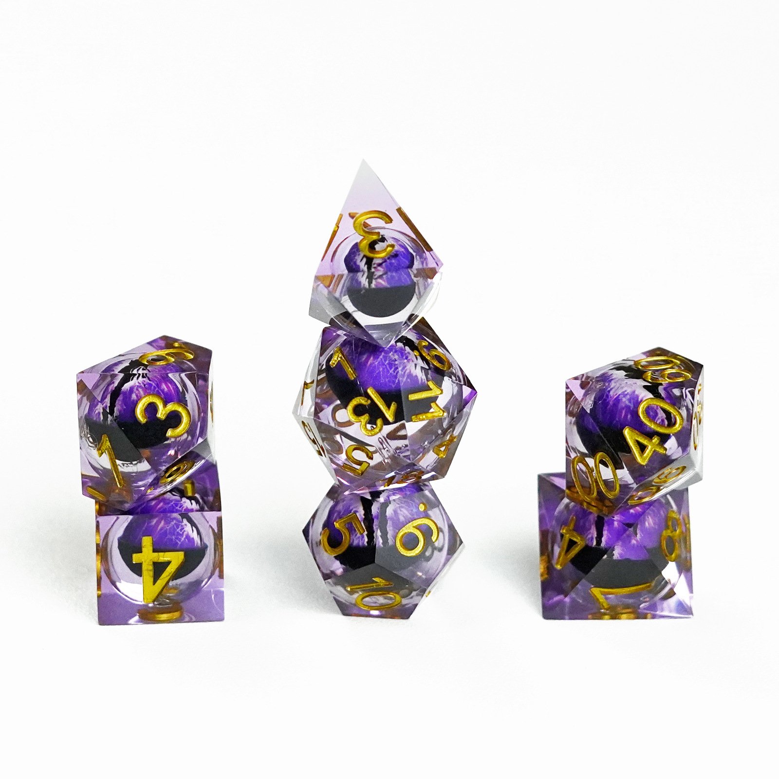 7set Sharp Edge Dice Handmade Resin Polyhedral Dice For Rpg Rolling Playing Games