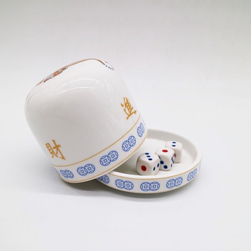 New Trending Custom Dice Cup White Ceramic Dice Cup For Chess And Drinking Entertainment