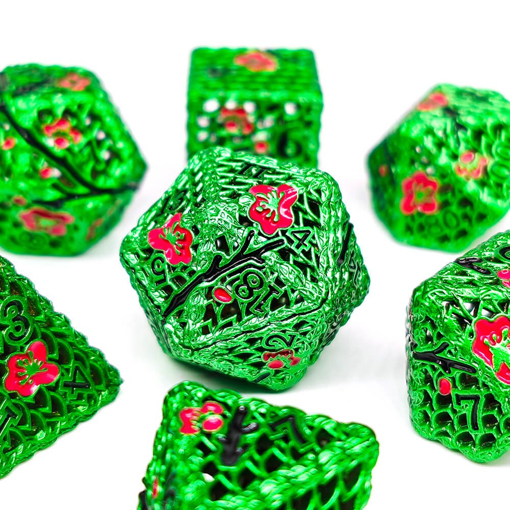 Hot Sale Wintersweet Purple Hollow Metal Dnd Dice Rpg Board Or Card Games High Quality Polyhedral Dice Set for DND Games