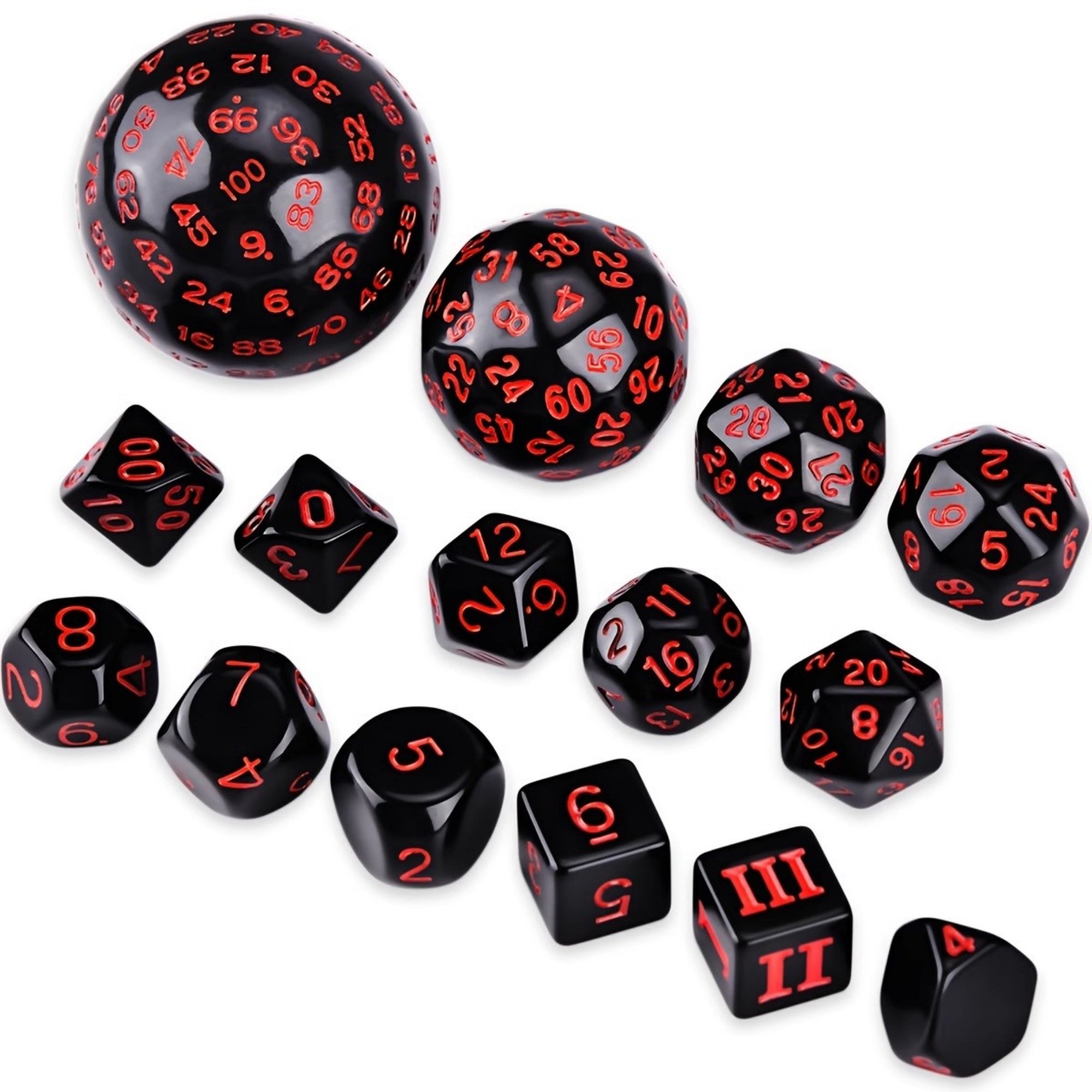 MINI PALENT Acrylic 15pcs DND Dice Set D3-D100 Polyhedral Dice TRPG Table Games Wholesale Acrylic 100 Sides Dice Set D&D Games