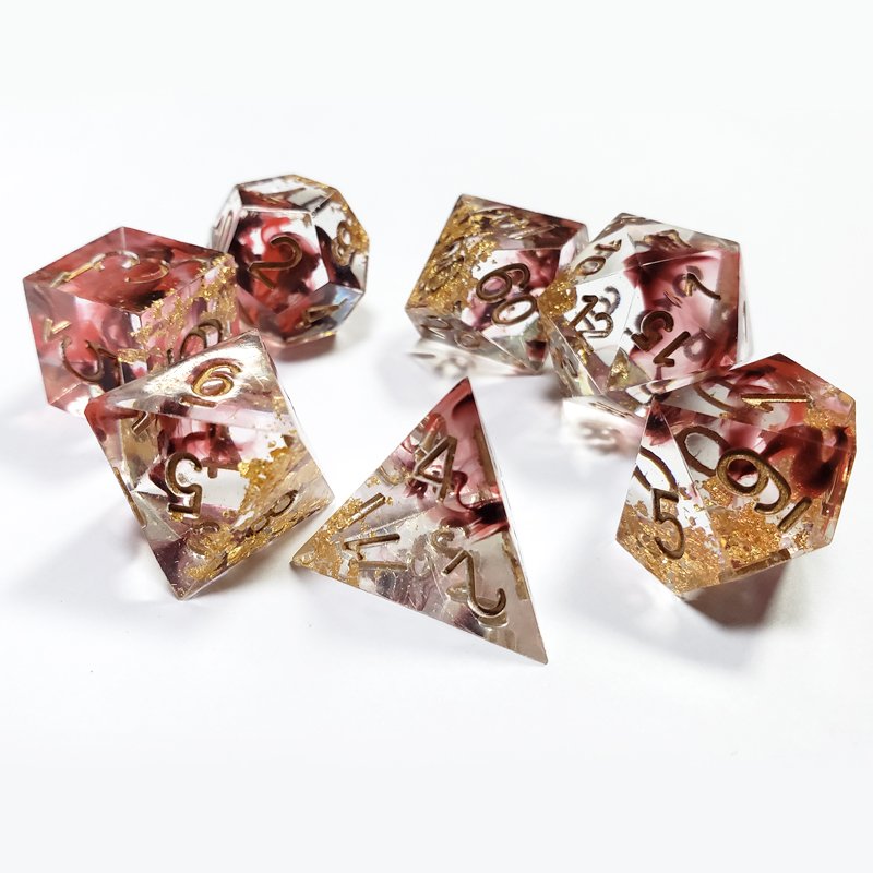 Custom Logo 16Mm Gold Foil Polyhedral Resin Dnd Dice Sets For Dungeons And Dragons Gaming Board Game