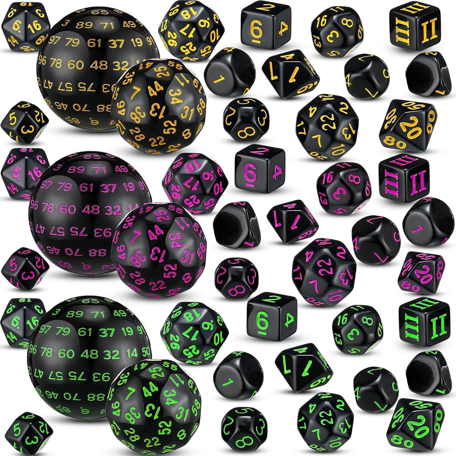 CLC new 3 Set Complete D3-D100 Polyhedral Dice Set 100 Sided Dice Multisided D100 Dice for Role Playing Table Games Party