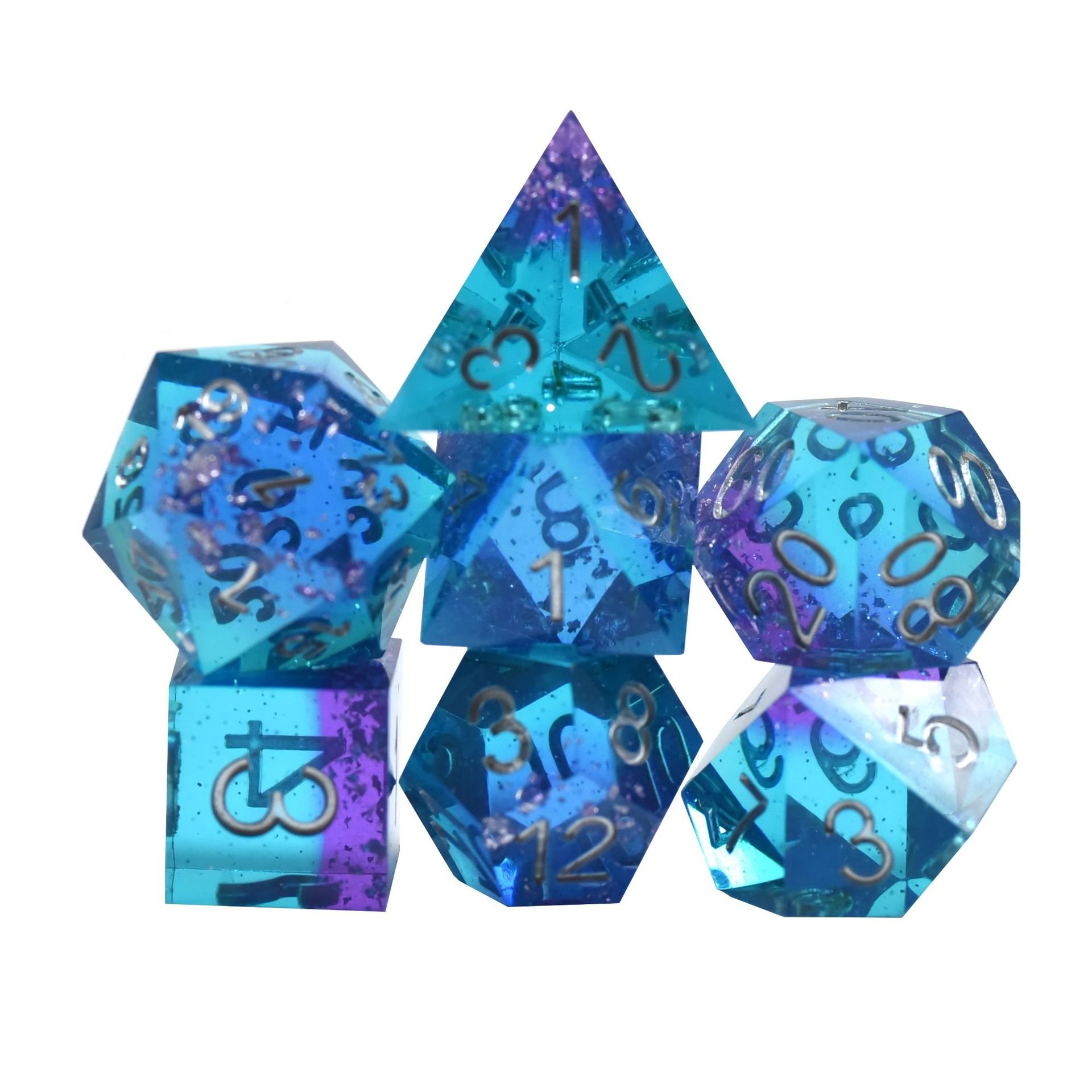2024 Factory Price New Design Dice Polyhedral Dice Set Rpg Edge Eye Ball Dnd Resin Dice Set