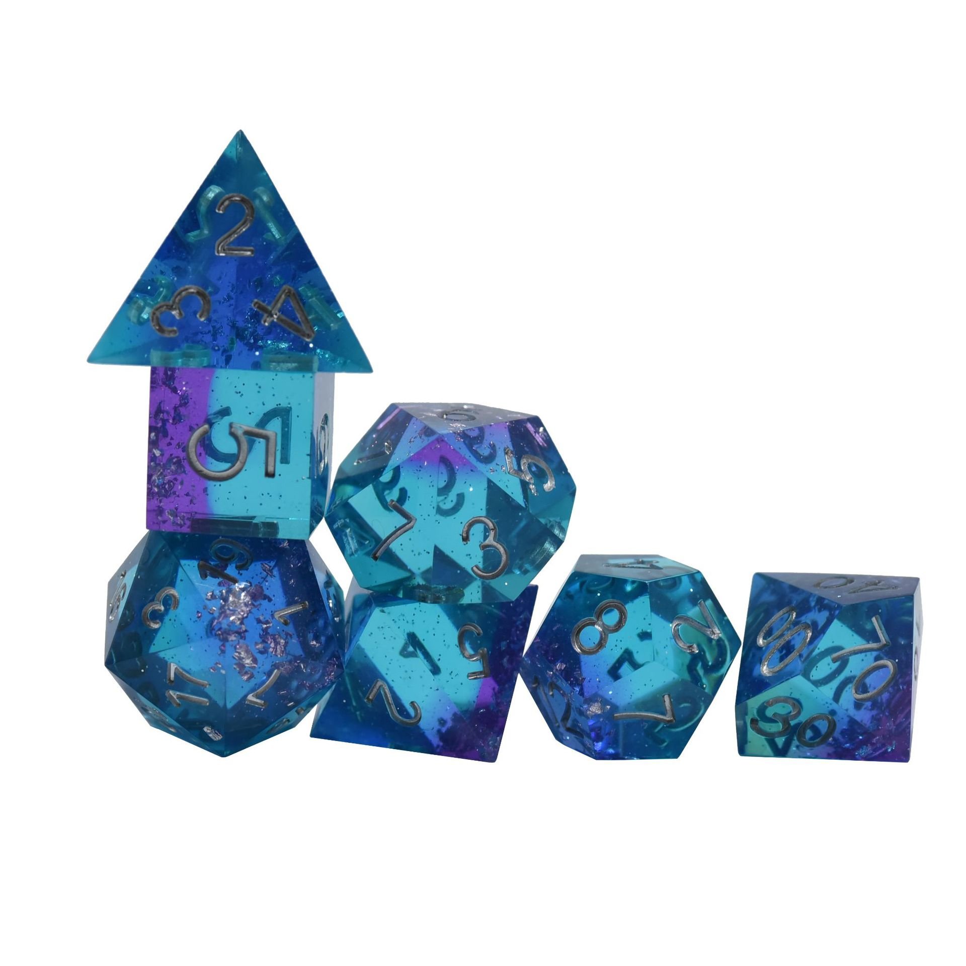 2024 Factory Price New Design Dice Polyhedral Dice Set Rpg Edge Eye Ball Dnd Resin Dice Set