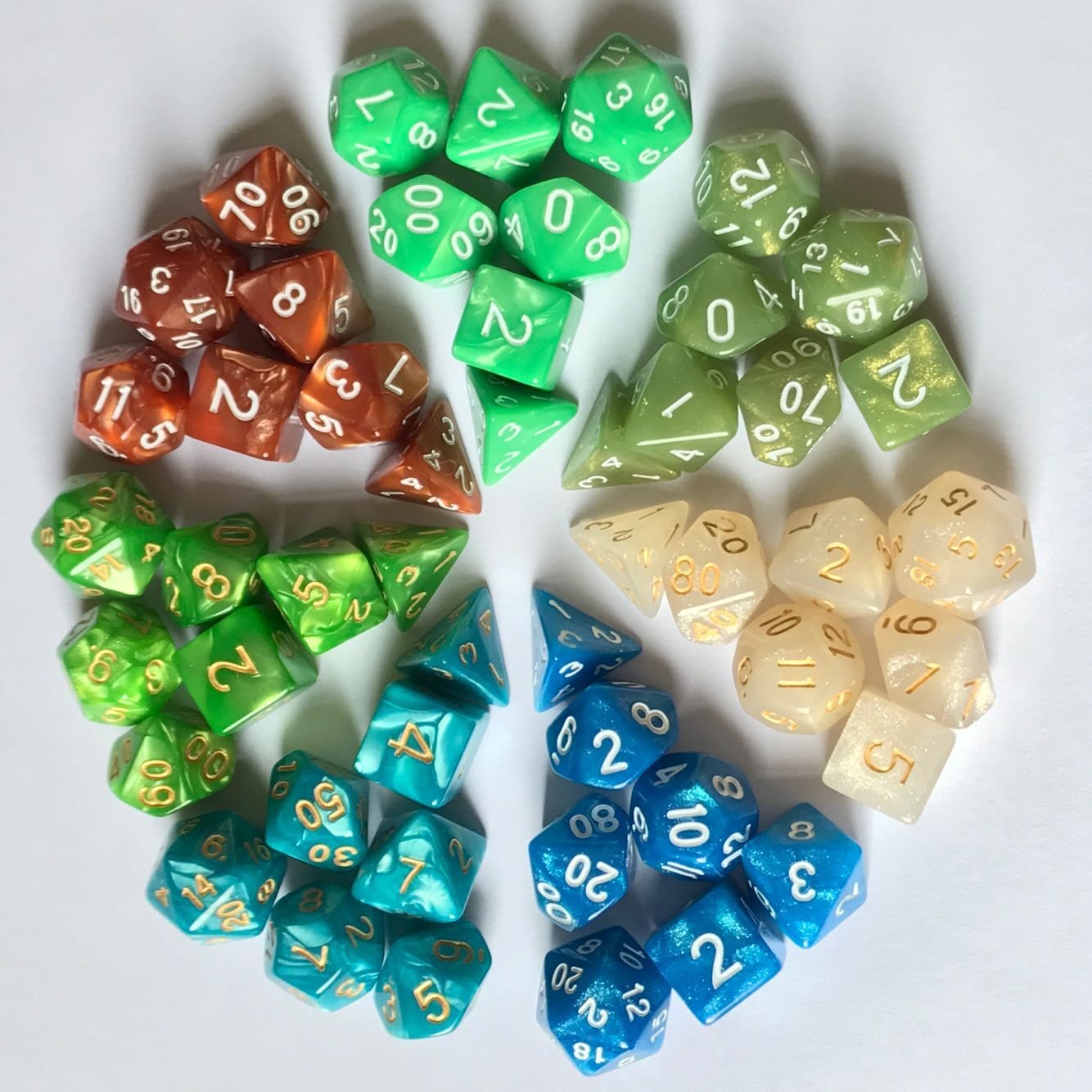 7pcs/set 21 Colors Multifaceted Dice d4 d6 d8 d10 d% d12 d20 Polyhedral Games Dice Set Board Game Entertainment Dice