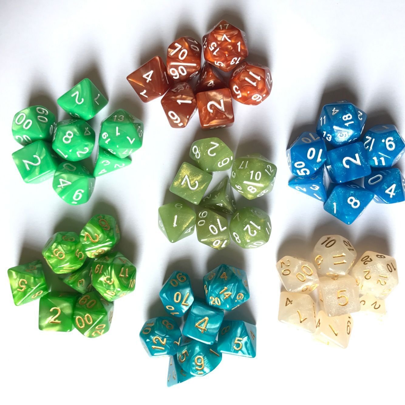 7pcs/set 21 Colors Multifaceted Dice d4 d6 d8 d10 d% d12 d20 Polyhedral Games Dice Set Board Game Entertainment Dice