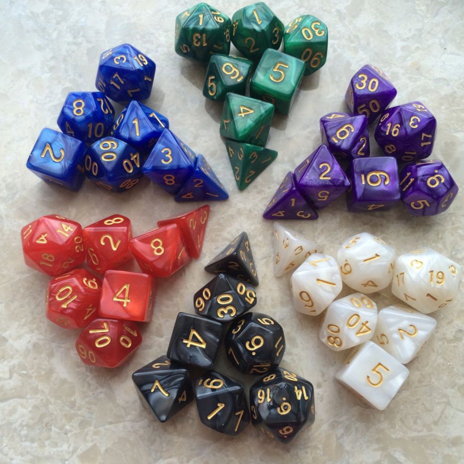 7pcs/set 21 Colors Multifaceted Dice d4 d6 d8 d10 d% d12 d20 Polyhedral Games Dice Set Board Game Entertainment Dice