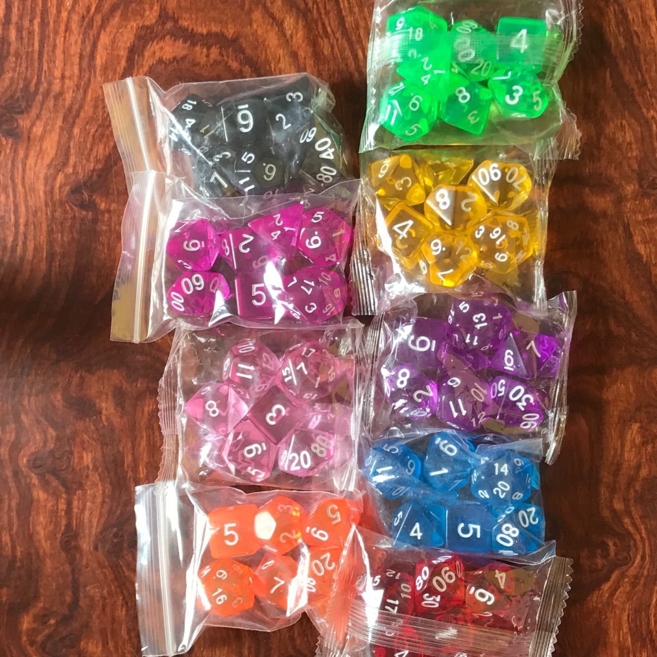 7pcs/set 21 Colors Multifaceted Dice d4 d6 d8 d10 d% d12 d20 Polyhedral Games Dice Set Board Game Entertainment Dice